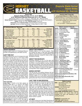 Emporia State Hornet Game Notes at #1 Northwest Mo
