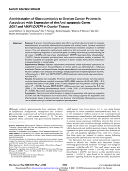 Administration of Glucocorticoids to Ovarian Cancer Patients Is