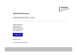 Gemeinde Knonau FINANZPLAN 2020