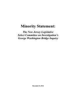 Minority Statement: the New Jersey Legislative Select Committee On
