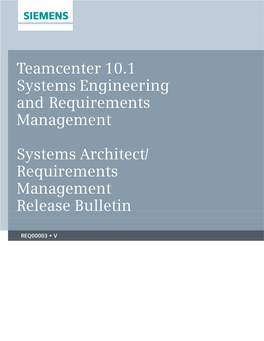 Systems Architect/Requirements Management Release Bulletin