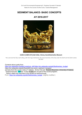 Sediment Balance- Basic Concepts