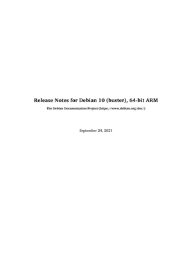 Release Notes for Debian 10 (Buster), 64-Bit ARM