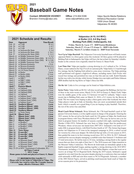 Baseball Game Notes