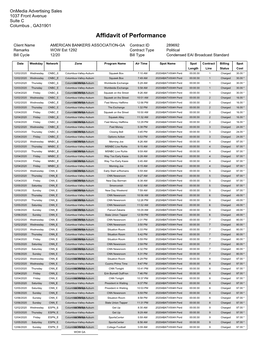 Affidavit of Performance