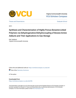 Synthesis and Characterization of Highly Porous Borazine-Linked