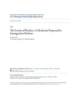 A Moderate Proposal for Immigration Reform Frank H