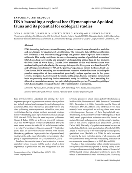 DNA Barcoding a Regional Bee (Hymenoptera: Apoidea) Fauna and Its Potential for Ecological Studies