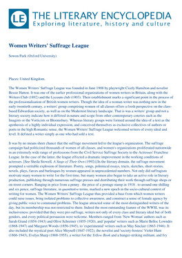 Women Writers' Suffrage League