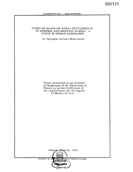 TYPES of PLANS of RURAL SETTLEMENTS in BOHEMIA and MORA VIA-SILESIA : a STUDY in HUMAN GEOGRAPHY by Georgina (Jirina) Mizerovsky