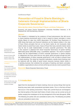 Prevention of Fraud in Sharia Banking in Indonesia Through