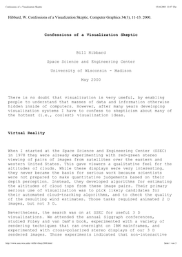 Hibbard, W. Confessions of a Visualization Skeptic