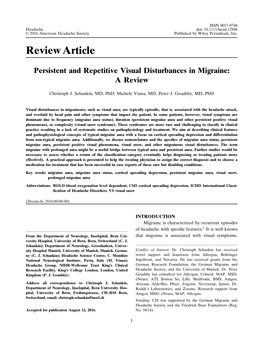 Persistent and Repetitive Visual Disturbances in Migraine: a Review