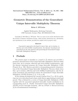 Geometric Demonstration of the Generalized Unique Intervallic Multiplicity Theorem 1 Prelude