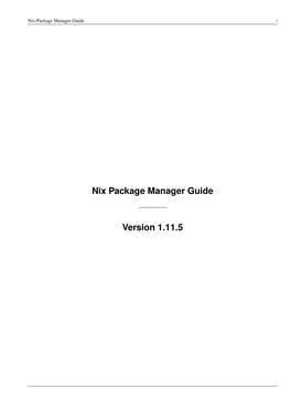 Nix Package Manager Guide I