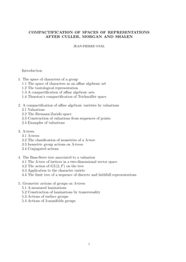 Compactification of Spaces of Representations After Culler, Morgan and Shalen