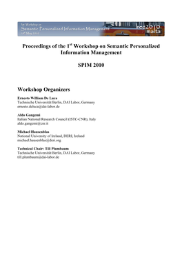 Workshop on Semantic Personalized Information Management