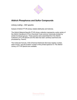 Aldrich Phosphorus and Sulfur Compounds
