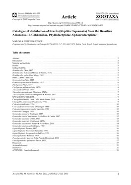 From the Brazilian Amazonia. II. Gekkonidae, Phyllodactylidae, Sphaerodactylidae