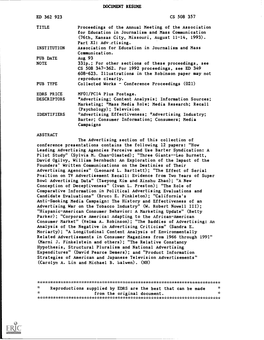 Proceedings of the Annual Meeting of the Association for Education in Journalism and Mass Communication (76Th, Kansas City, Missouri, August 11-14, 1993)