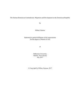 The Haitian-Dominican Contradiction: Migration and Development in the Dominican Republic