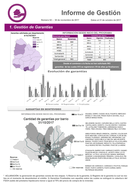 Informe De Gestión Número 52 – 30 De Noviembre De 2017 Datos Al 31 De Octubre De 2017