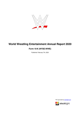 World Wrestling Entertainment Annual Report 2020
