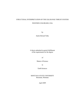 New Structural Interpretation of the Elk Range Thrust System, Southwest