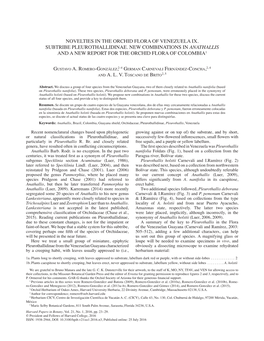 Novelties in the Orchid Flora of Venezuela IX. Subtribe Pleurothallidinae. New Combinations in Anathallis and a New Report for the Orchid Flora of Colombia1