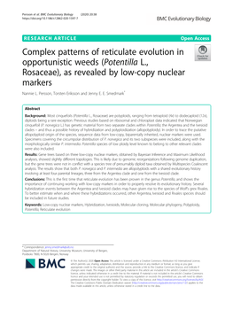 Potentilla L., Rosaceae), As Revealed by Low-Copy Nuclear Markers Nannie L