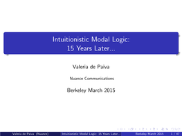 Intuitionistic Modal Logic: 15 Years Later