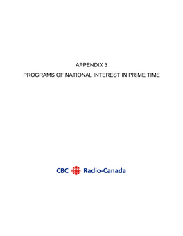 Appendix 3 Programs of National Interest in Prime Time