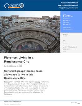 Renaissance Florence Small Group Tour for Seniors | Odyssey Traveller