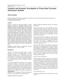 Technical and Economic Investigation of Urban Road Pavement Maintenance Methods
