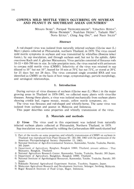 Cowpea Mild Mottle Virus Occurring on Soybean and Peanut in Southeast Asian Countries11