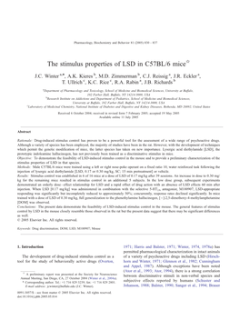 The Stimulus Properties of LSD in C57BL/6 Miceb