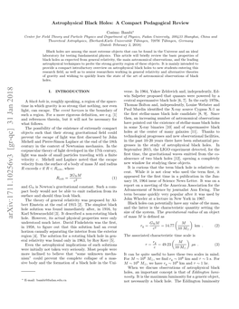 Arxiv:1711.10256V3 [Gr-Qc] 31 Jan 2018 Hole