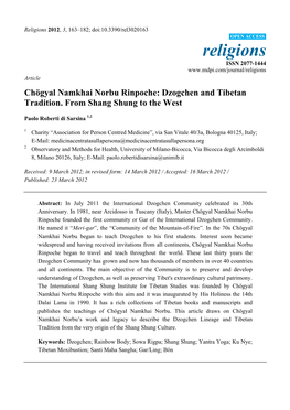 Chögyal Namkhai Norbu Rinpoche: Dzogchen and Tibetan Tradition
