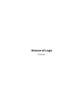 Hegel Science of Logic