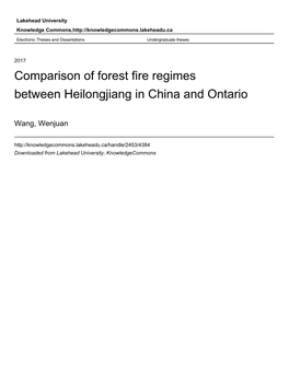 Comparison of Forest Fire Regimes Between Heilongjiang in China and Ontario