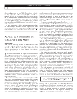 Austria's Fachhochschulen and the Market-Based Model