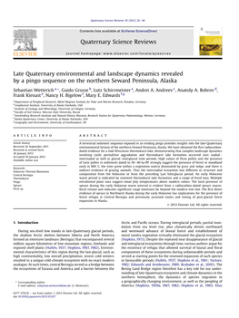 Late Quaternary Environmental and Landscape Dynamics Revealed by a Pingo Sequence on the Northern Seward Peninsula, Alaska