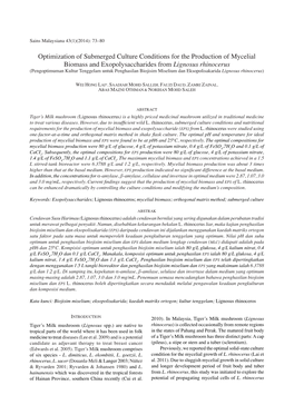 Optimization of Submerged Culture Conditions for the Production Of