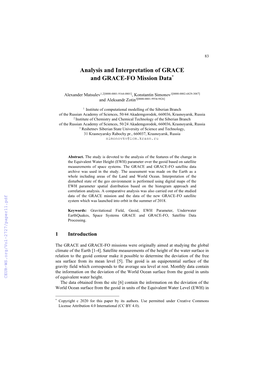 Analysis and Interpretation of GRACE and GRACE-FO Mission Data*