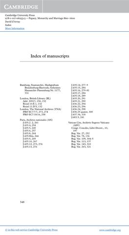 Index of Manuscripts