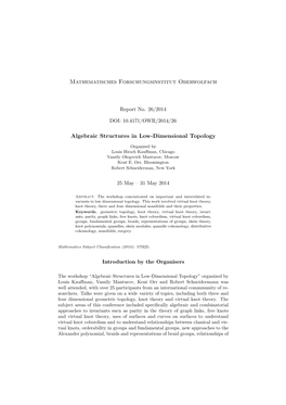 Mathematisches Forschungsinstitut Oberwolfach Algebraic Structures In