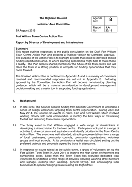 Draft Fort William Town Centre Action Plan and Presents a Finalised Version for Members’ Approval