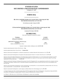 United States Securities and Exchange Commission Form 10-K Zumiez Inc