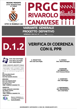 Rivarolo Canavese Citta' Di Rivarolo C.Se Canavese Variante Generale Progetto Definitivo Approvata Con D.C.C