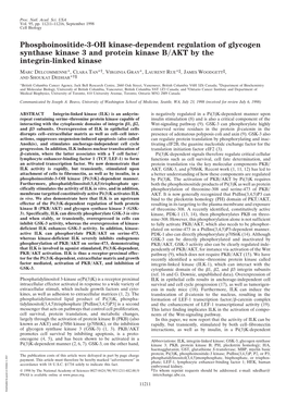 Phosphoinositide-3-OH Kinase-Dependent Regulation of Glycogen Synthase Kinase 3 and Protein Kinase B͞AKT by the Integrin-Linked Kinase